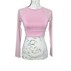 Forever 21 Women's Size Small Pink Cropped Long Sleer Sleeve Blouse